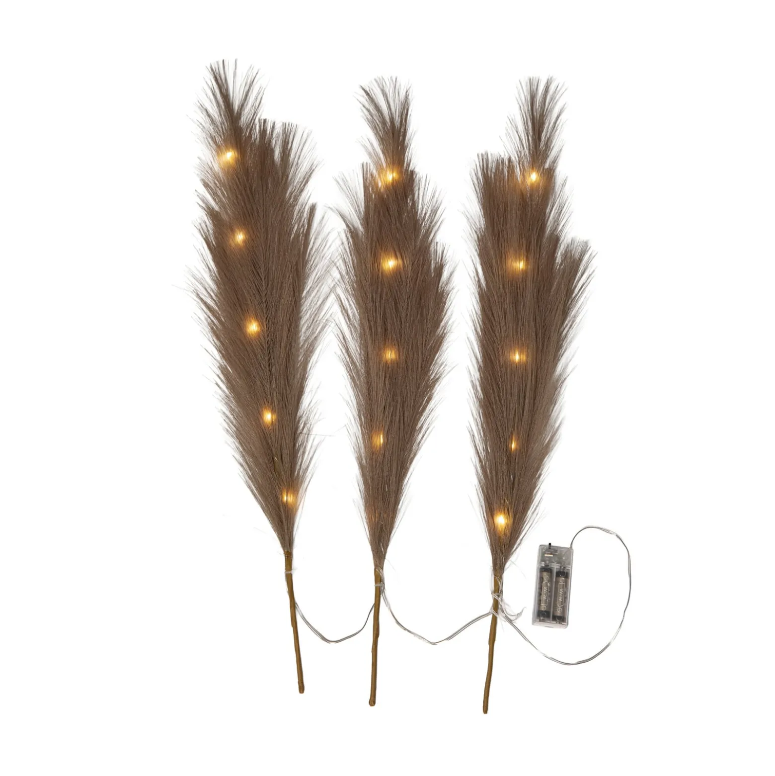 LED-Dekofeder Plumes, braun, 3 Zweige, 15-flg., Polyester