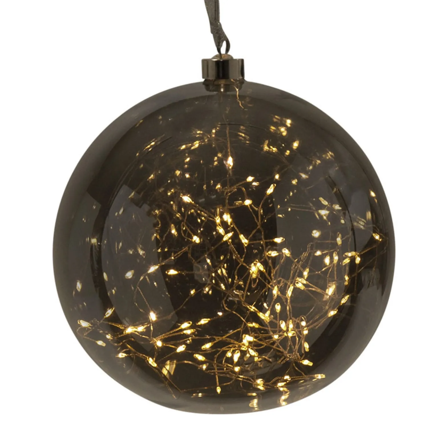 LED-Dekokugel Glow aus Glas, Ø 20 cm rauchgrau