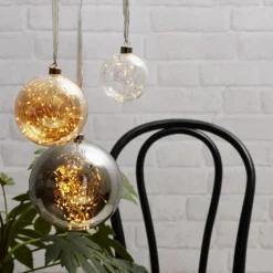 LED-Dekokugel Glow aus Glas, Ø 20 cm rauchgrau