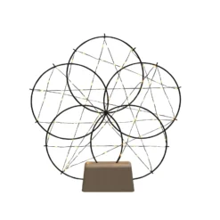 LED-Dekoleuchte 5 kleine Ringe, mit Holzfuß