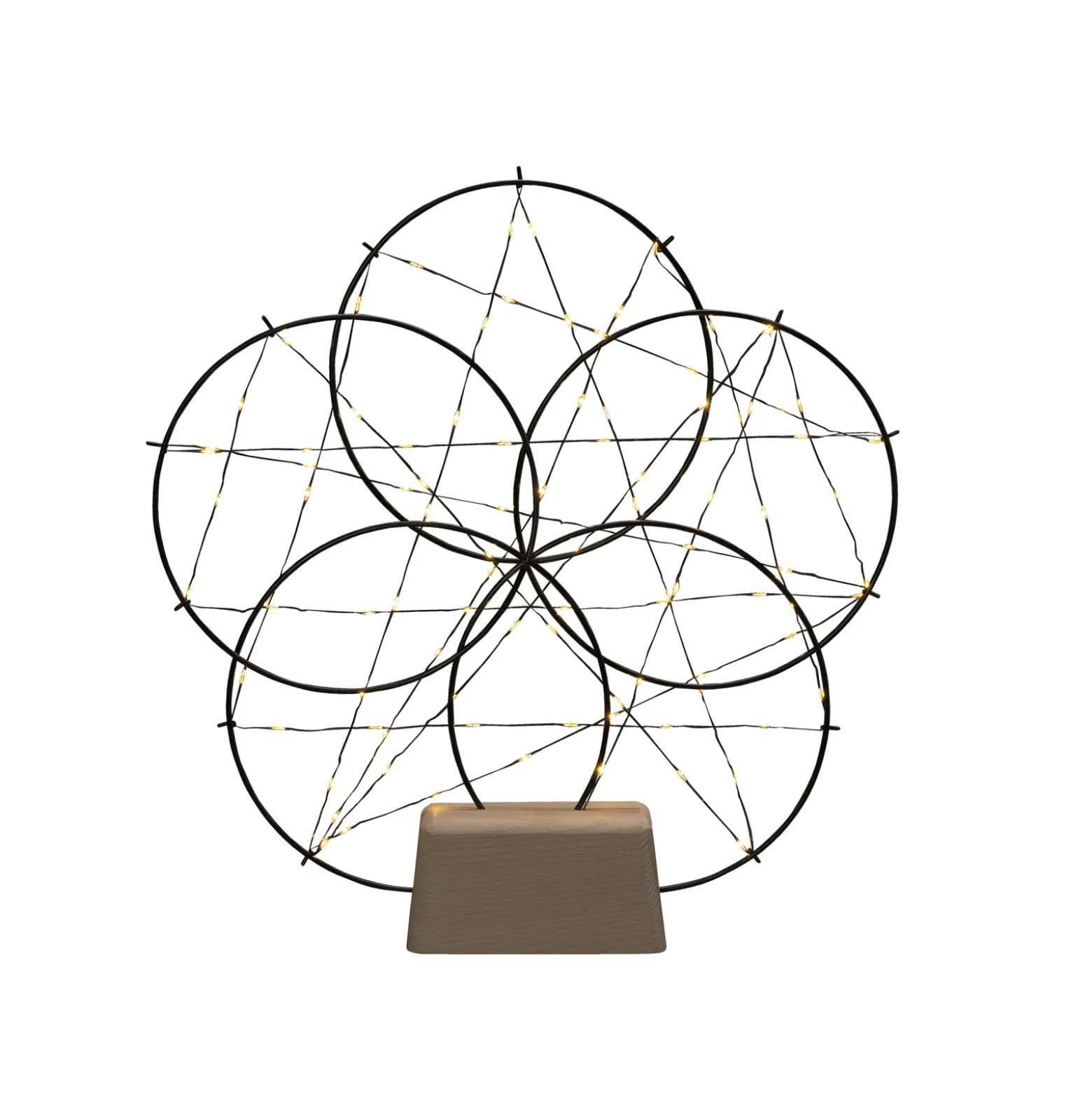 LED-Dekoleuchte 5 kleine Ringe, mit Holzfuß
