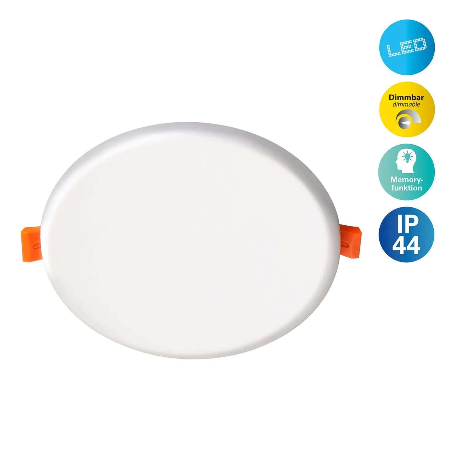 LED-Einbaulampe Suma, Ø 15,5 cm, weiß, dimmbar, IP44
