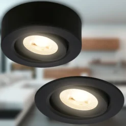 LED-Einbauleuchte Desi, schwarz, Ø9cm, dimmbar, 3000K