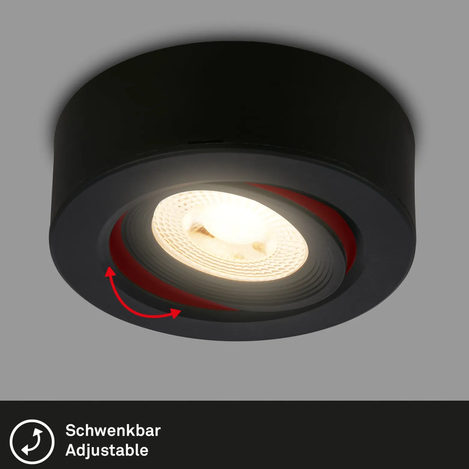 LED-Einbauleuchte Desi, schwarz, Ø9cm, ein/aus, 3000K