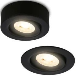 LED-Einbauleuchte Desi, schwarz, Ø9cm, ein/aus, 3000K