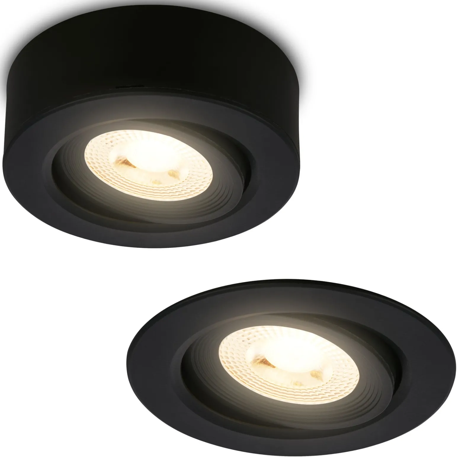 LED-Einbauleuchte Desi, schwarz, Ø9cm, ein/aus, 3000K