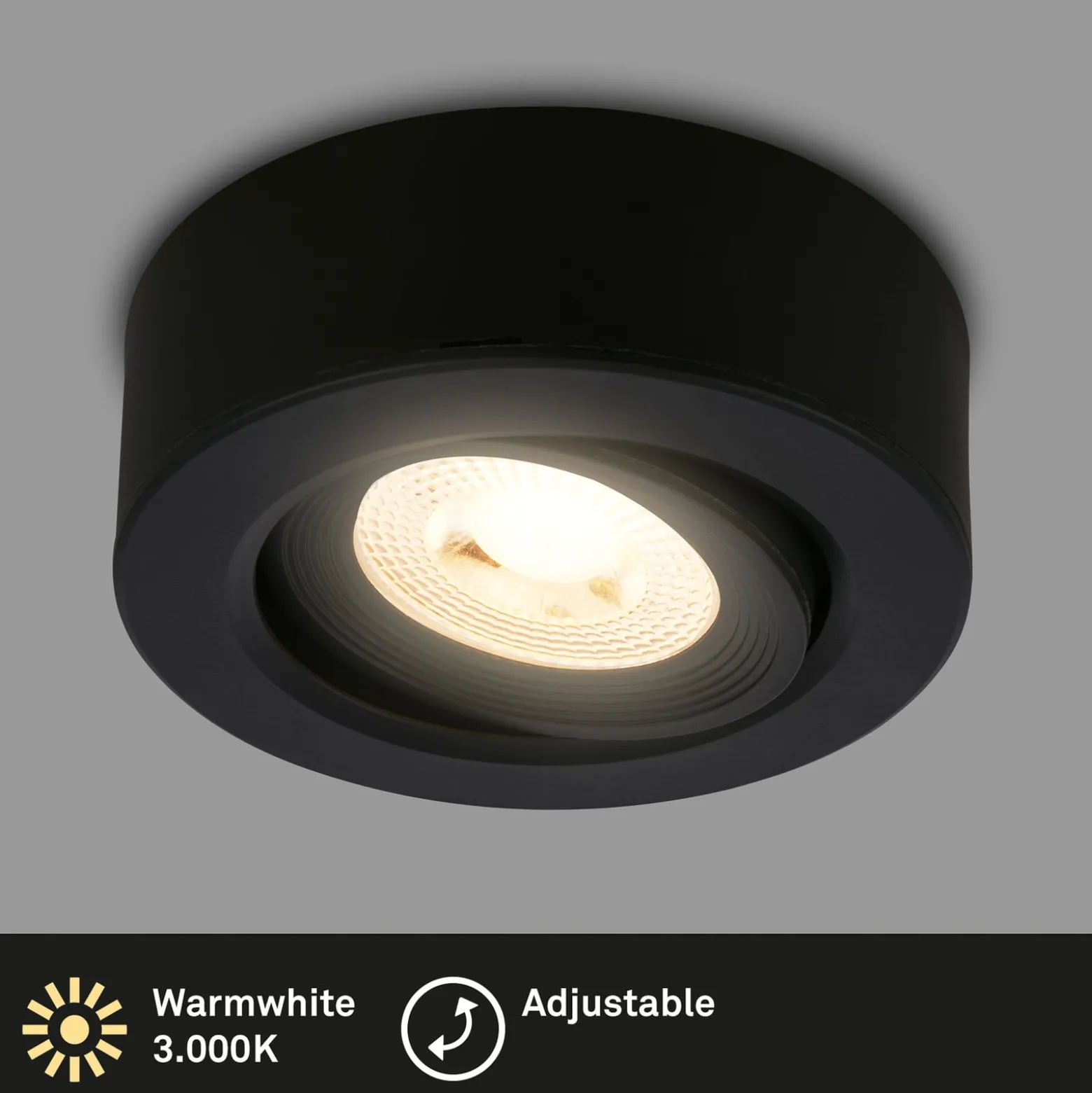 LED-Einbauleuchte Desi, schwarz, Ø9cm, ein/aus, 3000K