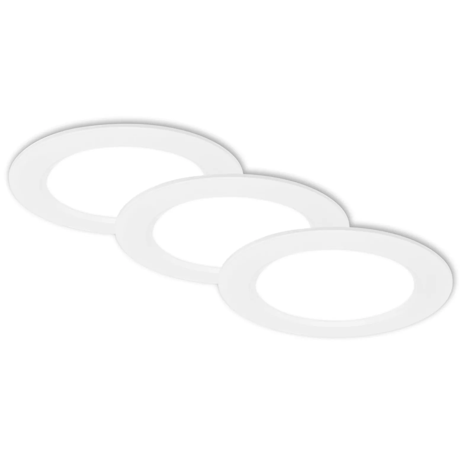 LED-Einbauleuchte Jeft, Ø12cm, weiß, 3er-Set, ein/aus, starr