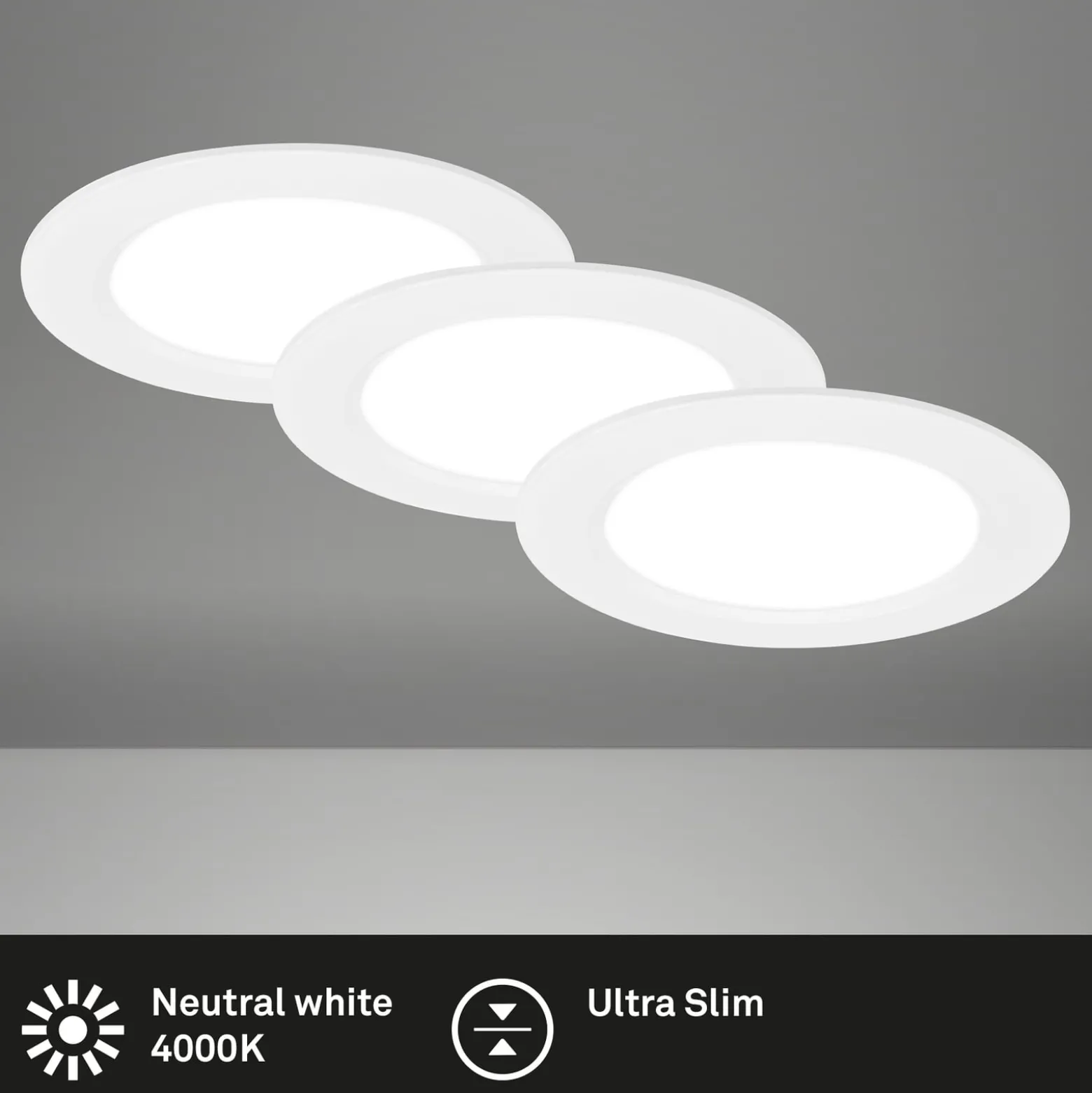 LED-Einbauleuchte Jeft, Ø12cm, weiß, 3er-Set, ein/aus, starr