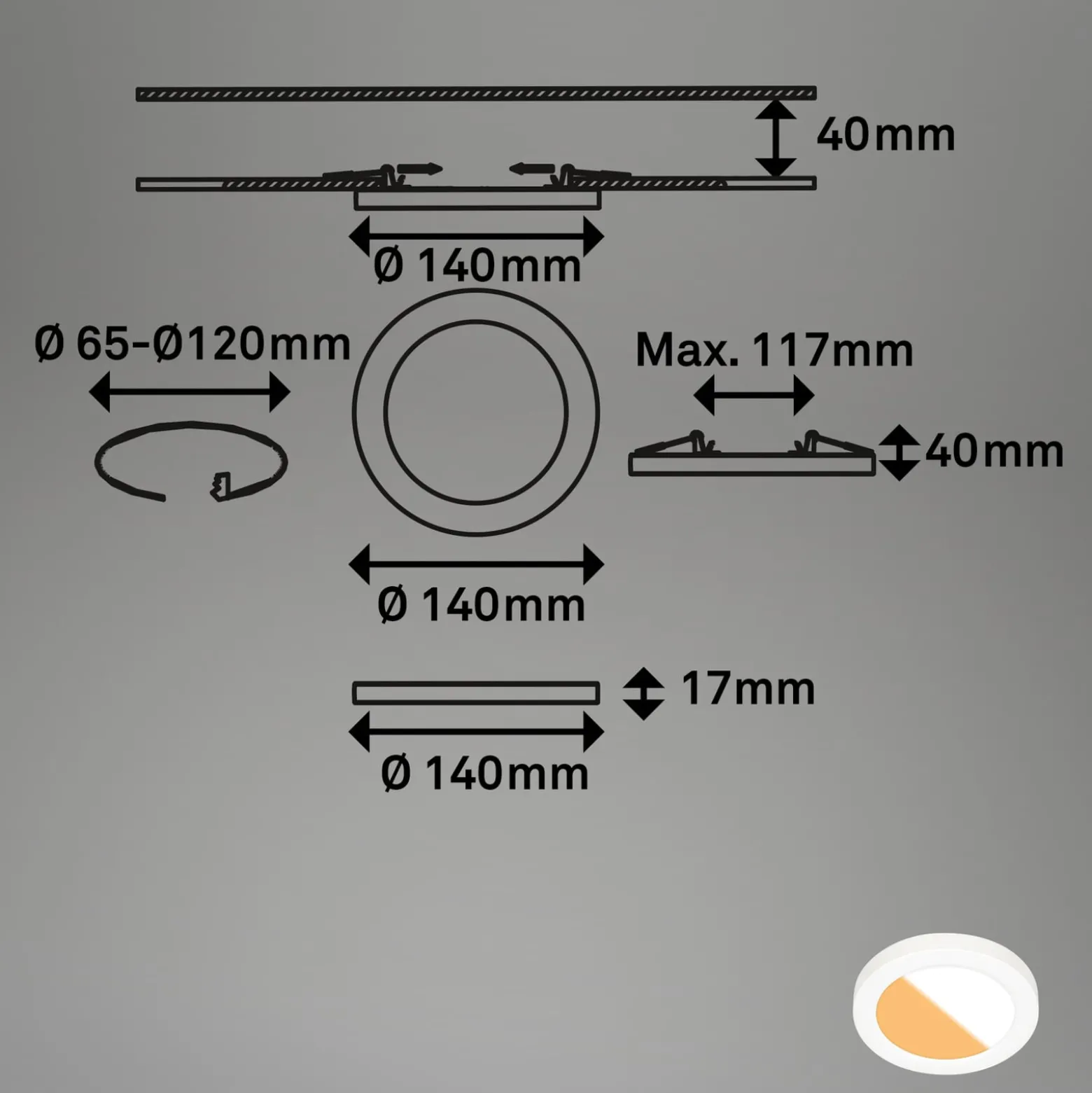 LED-Einbauleuchte 7609 3.000K/4.000K Ø 14 cm