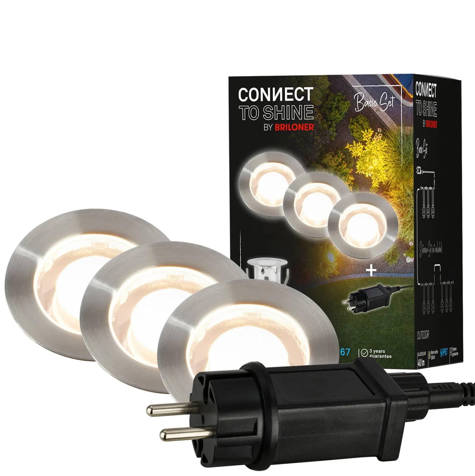 LED-Einbauspot 3912032 IP67 12V 3x-Starterset Ø3cm Edelstahl