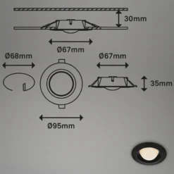 LED-Einbaustrahler Carro, 3er-Set, 3.000K, schwarz