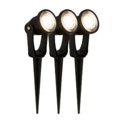 LED-Erdspießspot 3918035 12V 3er-Starterset, schwarz, Ø 5 cm