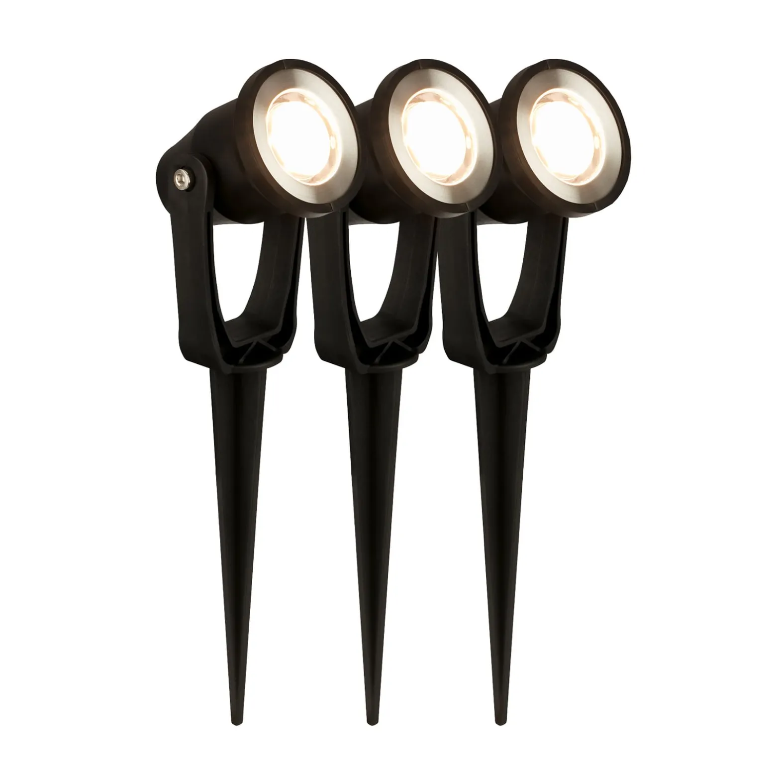 LED-Erdspießspot 3918035 12V 3er-Starterset, schwarz, Ø 5 cm