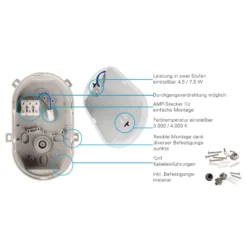 LED-Feuchtraumleuchte Sotano, schwarz, DIP-Schalter