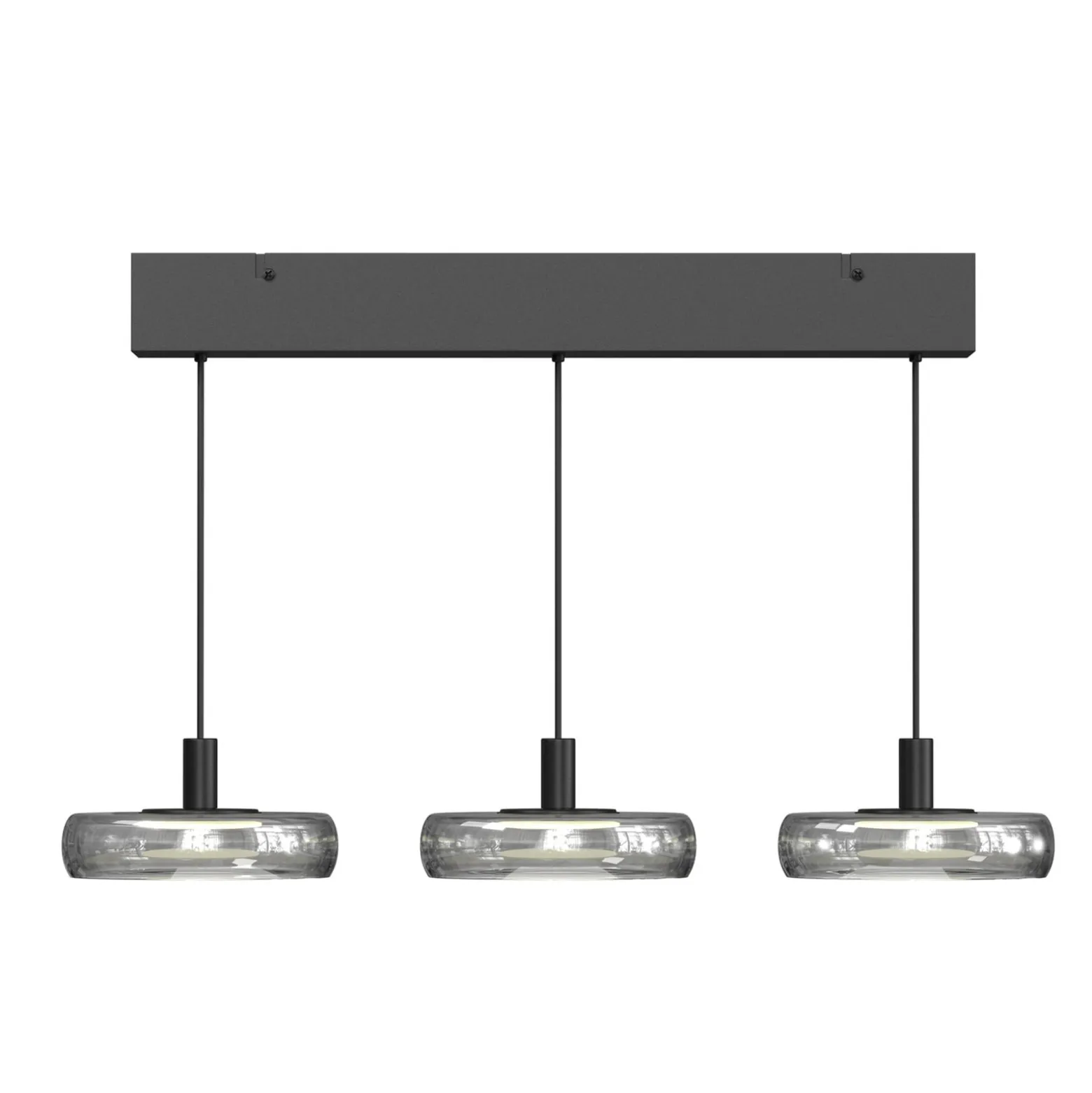 LED-Hängelampe FLOAT, grau/schwarz, 3-flg. 68 cm Glas/Metall