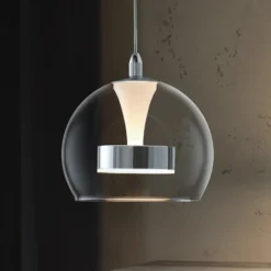 LED-Hängelampe Flynt, Ø 20 cm, chromfarben, Metall/Glas, CCT