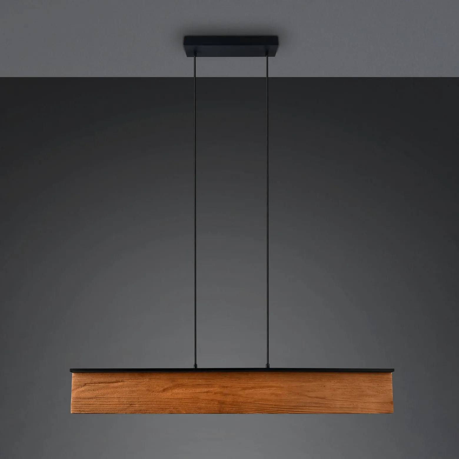 LED-Hängelampe Kalea, Länge 110 cm, holzfarben, Holz