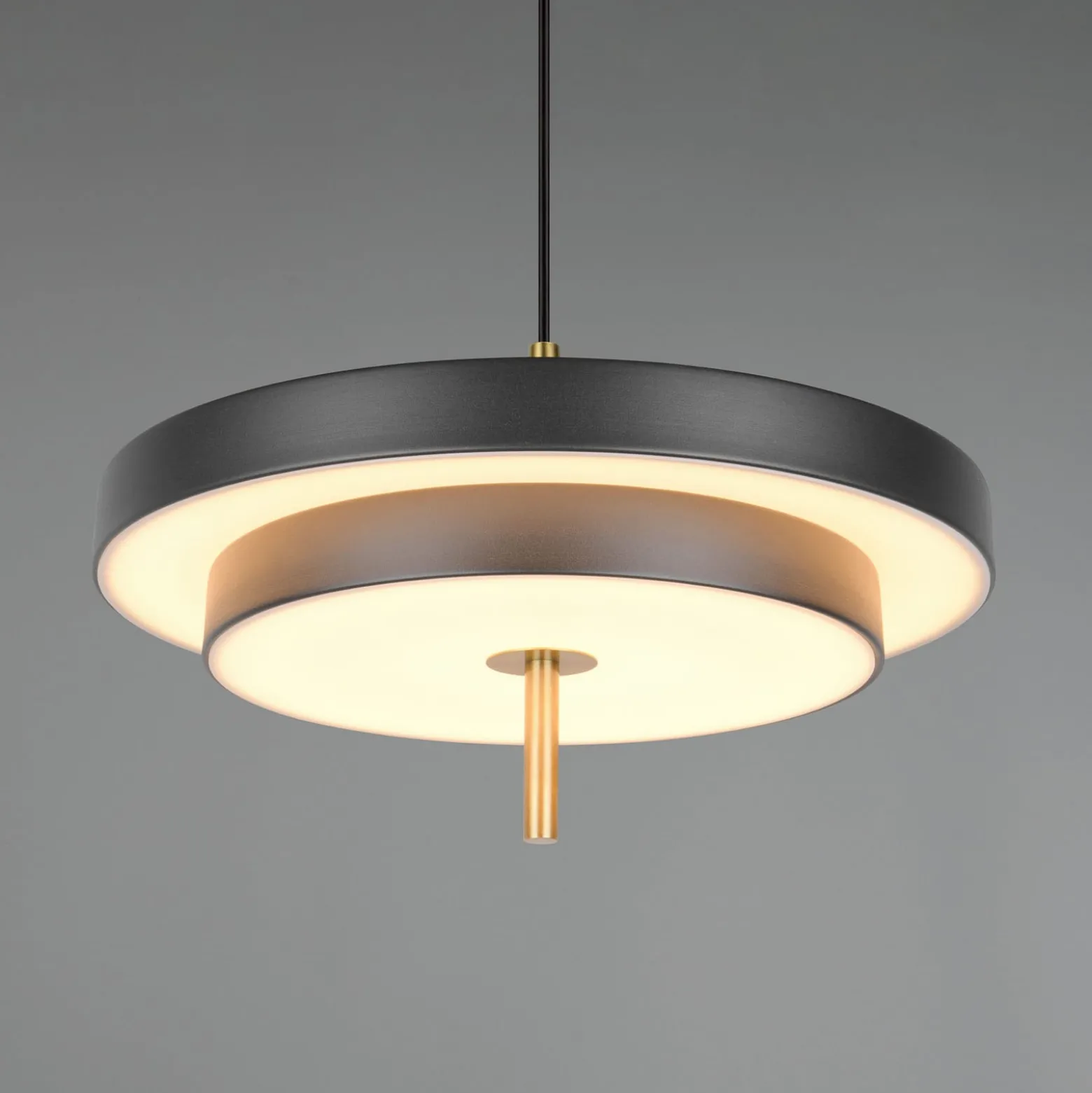 LED-Hängelampe Keaton, schwarz/goldfarben, Ø 40 cm, CCT
