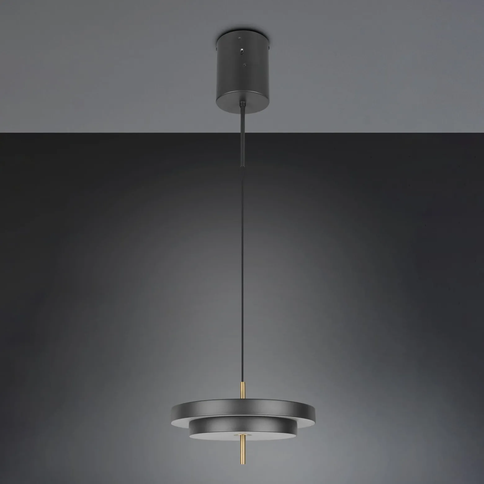 LED-Hängelampe Keaton, schwarz/goldfarben, Ø 40 cm, CCT