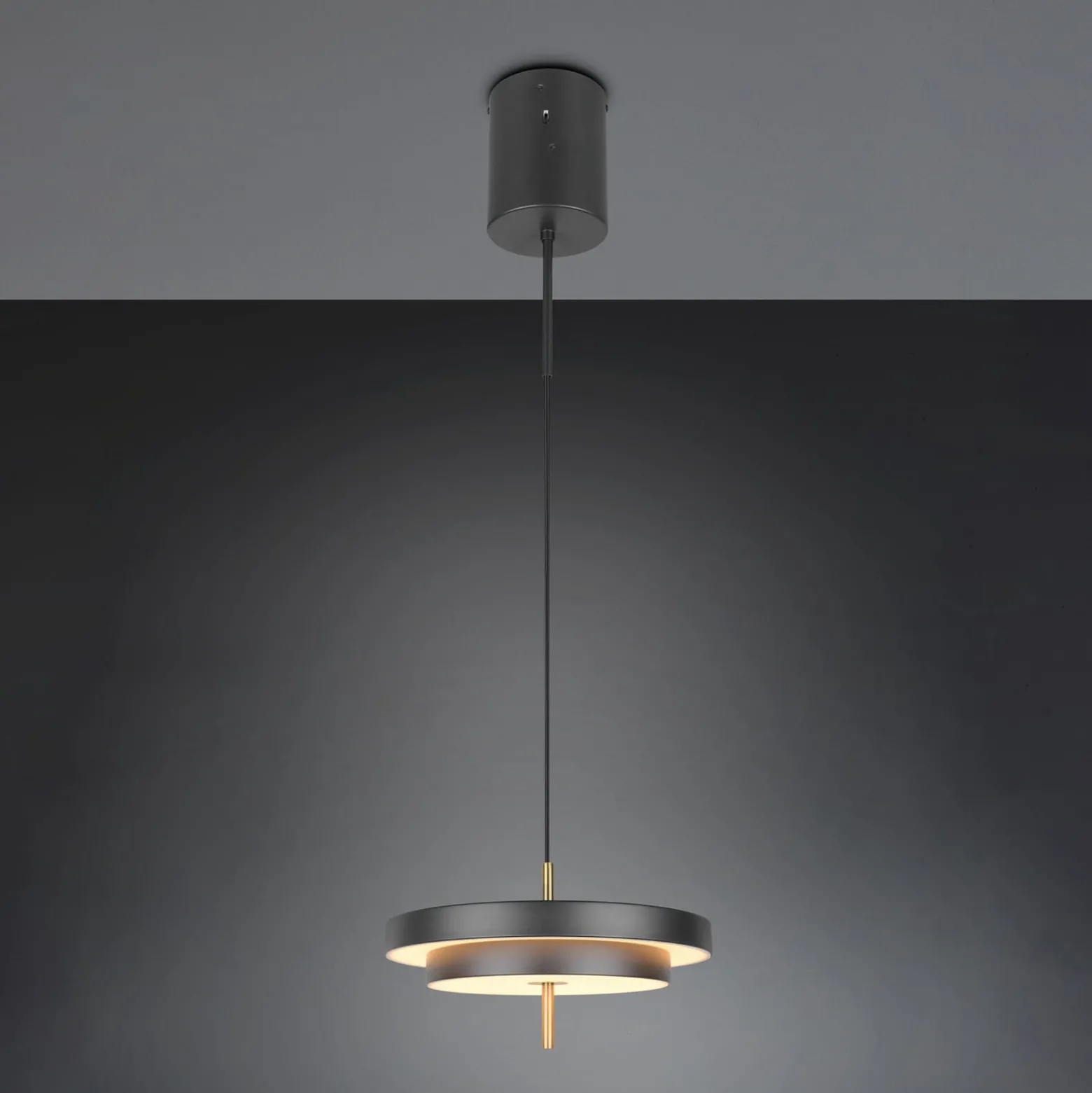 LED-Hängelampe Keaton, schwarz/goldfarben, Ø 40 cm, CCT
