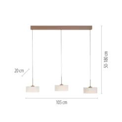 LED-Hängelampe MARIKA, beige/weiß, 105 cm, 3-flg., Glas, dim