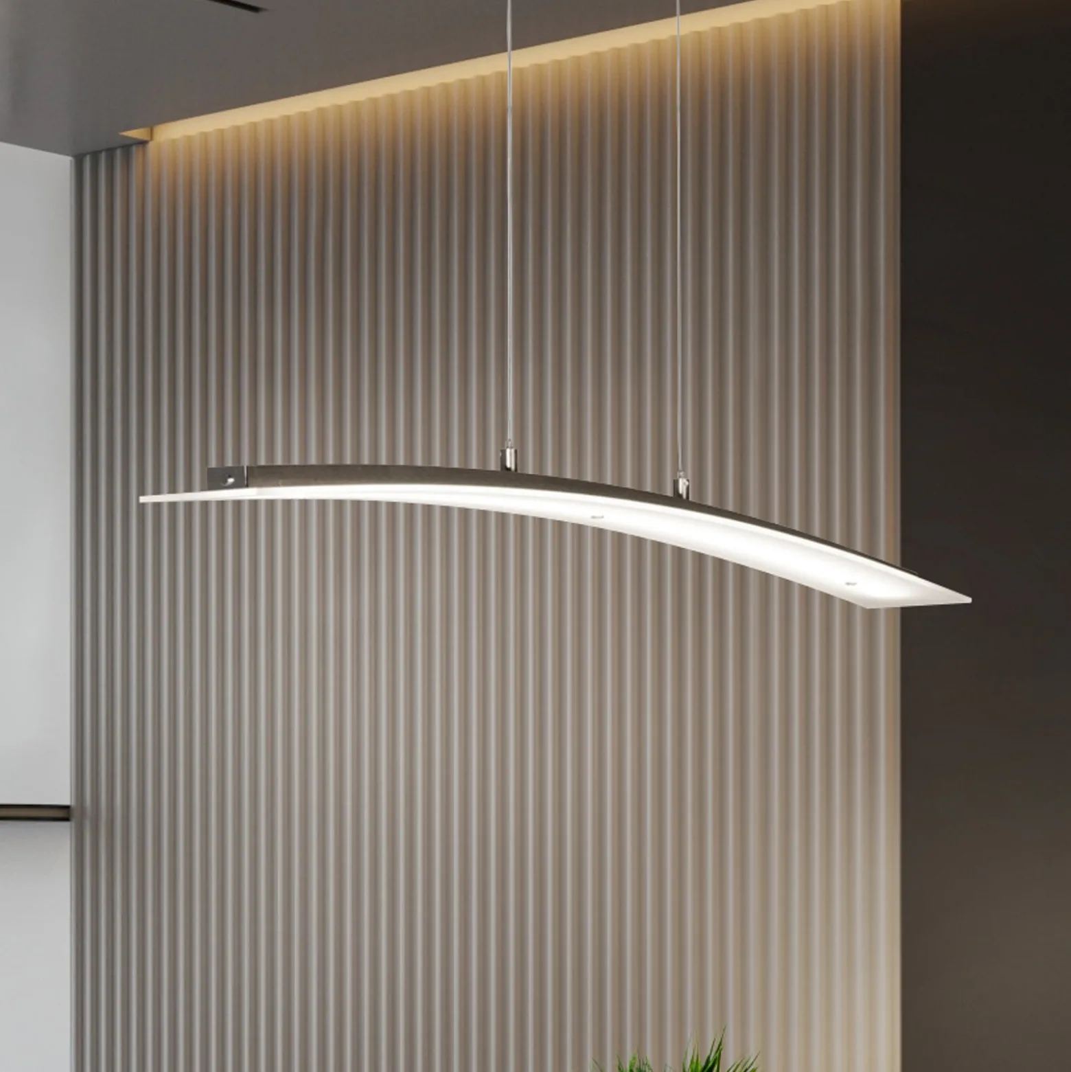 LED-Hängelampe Mavero, nickel, Länge 90 cm, CCT, Touchdimmer