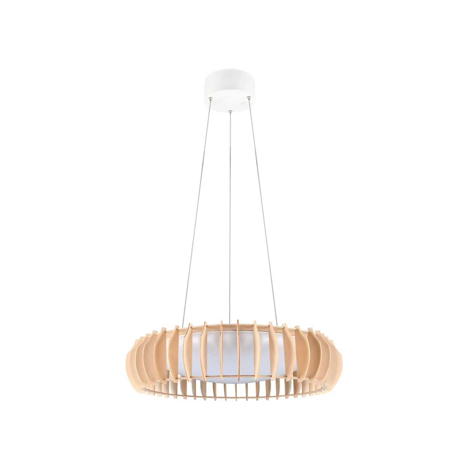 LED-Hängelampe Monte, Ø 60 cm, holz hell, Holz, CCT