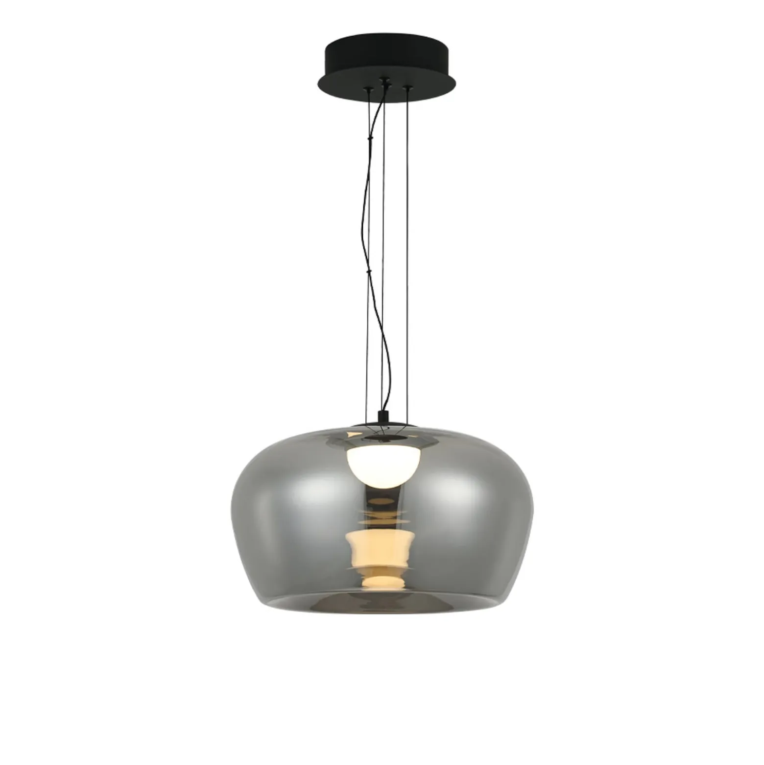 LED-Hängelampe Nadia, Ø 16 cm, rauchgrau, Glas