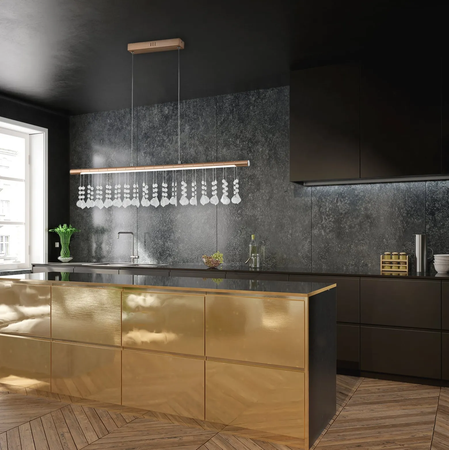 LED-Hängelampe Nobilis, dimmbar, nickel satin