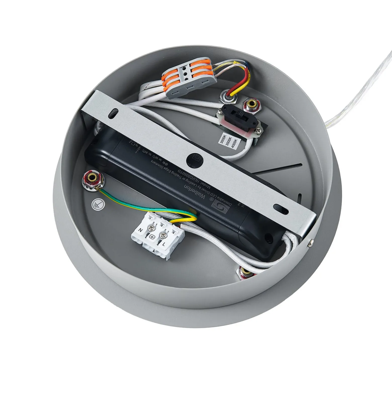 LED-Hängelampe PANEL, grau, Ø 63 cm, Metall, CCT, dim, 50 W
