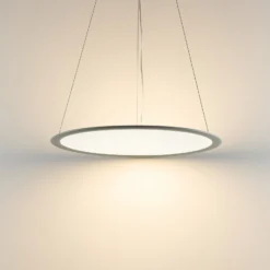 LED-Hängelampe PANEL, grau, Ø 63 cm, Metall, CCT, dim, 50 W