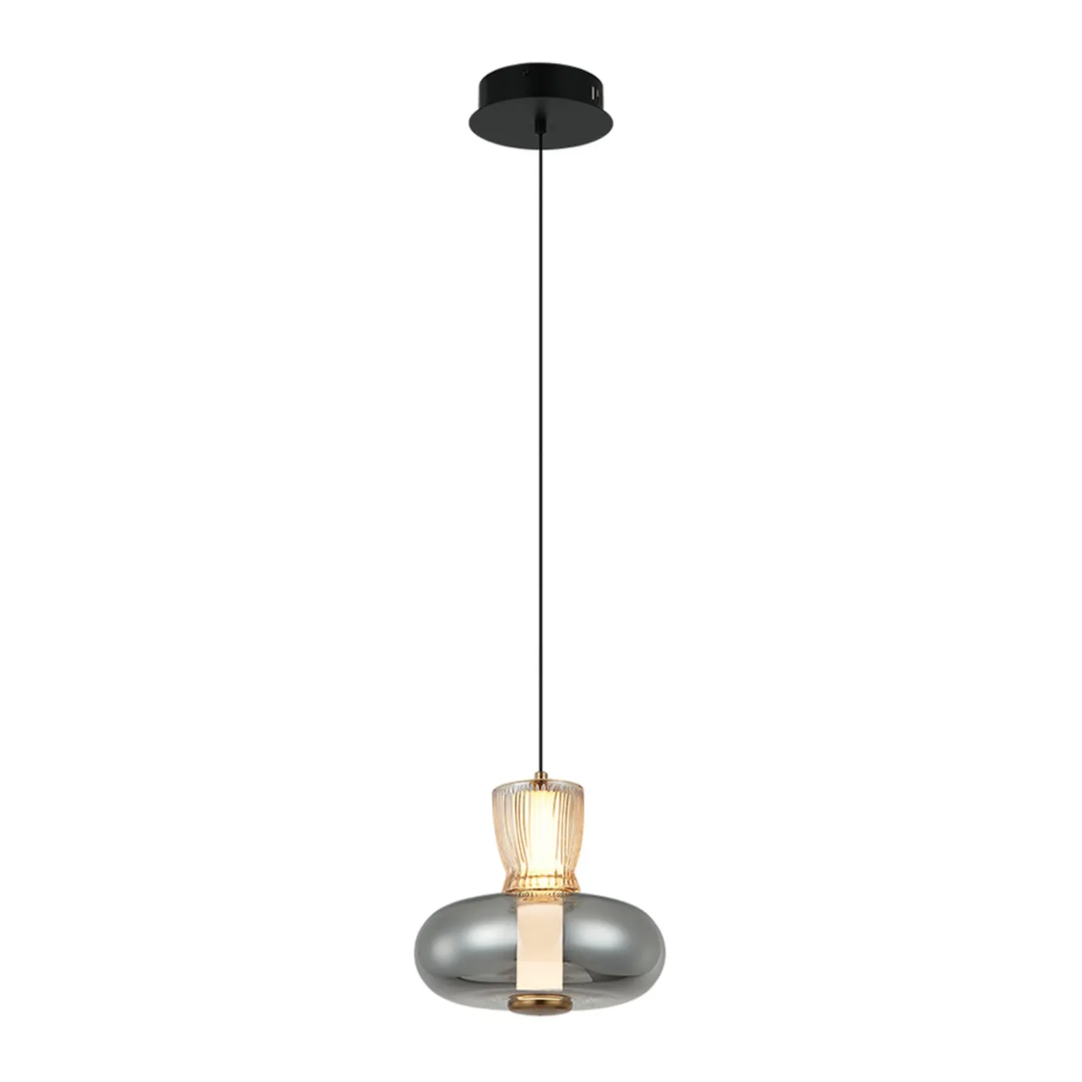 LED-Hängelampe Sire, Ø 22 cm, rauchgrau/bronze, Metall/Glas