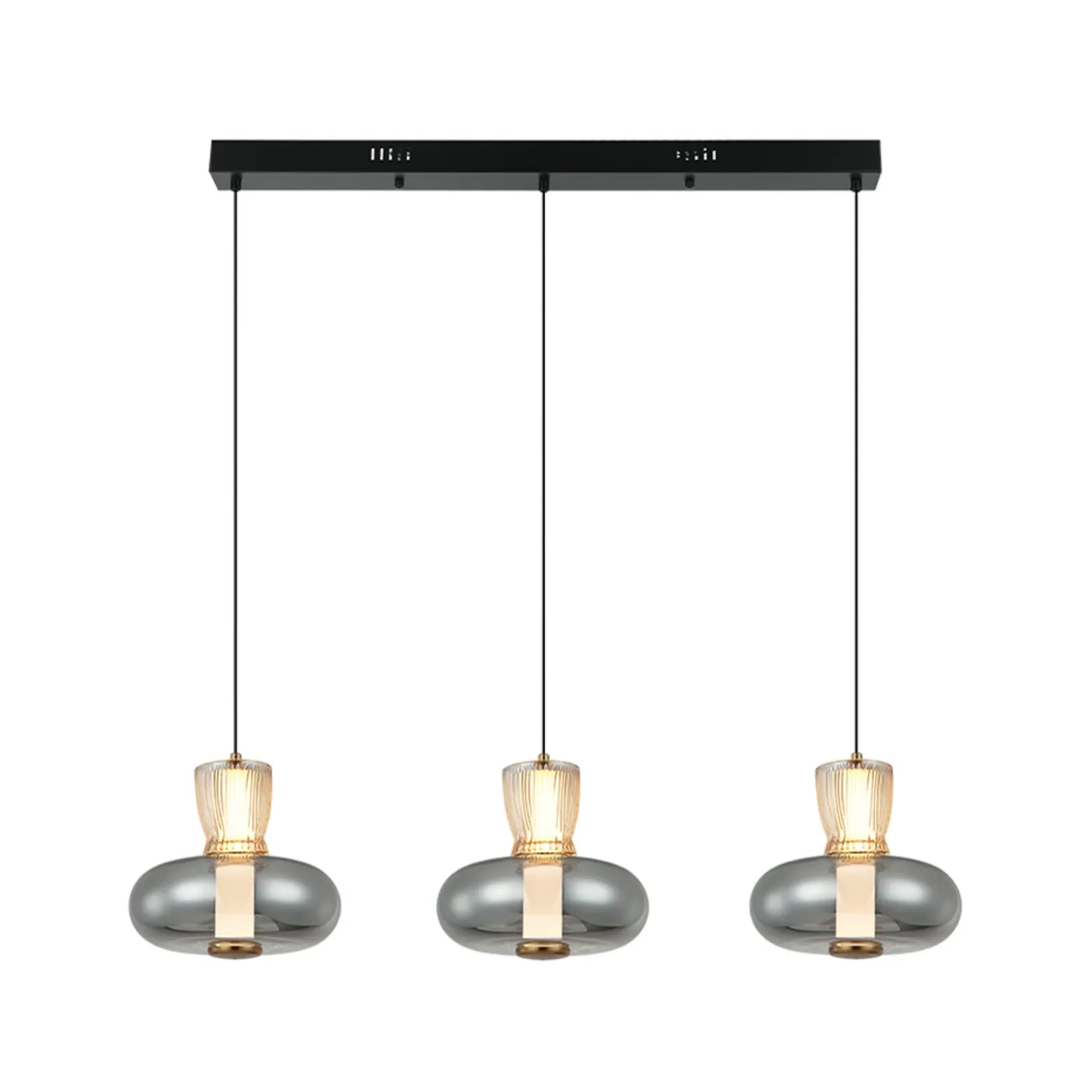 LED-Hängelampe Sire, Länge 92 cm rauch/bronze Glas, 3-flg.