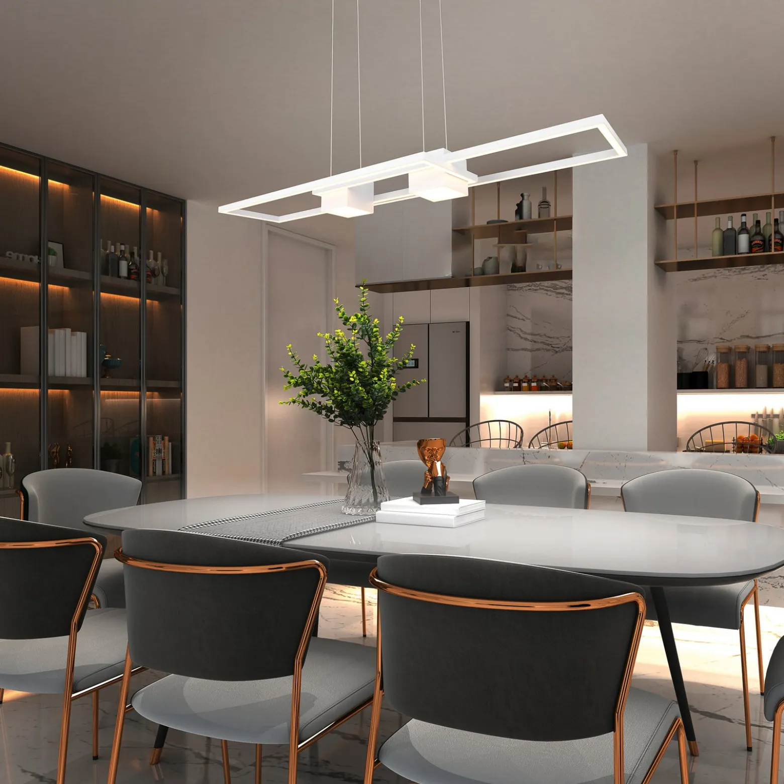 LED-Hängeleuchte Albany, weiß, 100 x 28 cm, Alu, CCT dimmbar