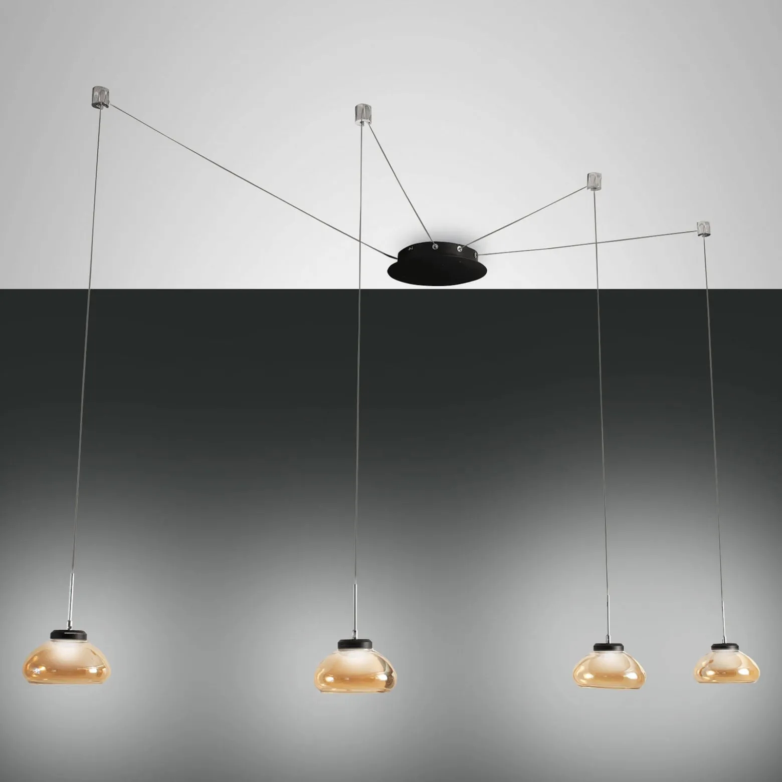 LED-Hängeleuchte Arabella, 4 fl, schwarz/amber