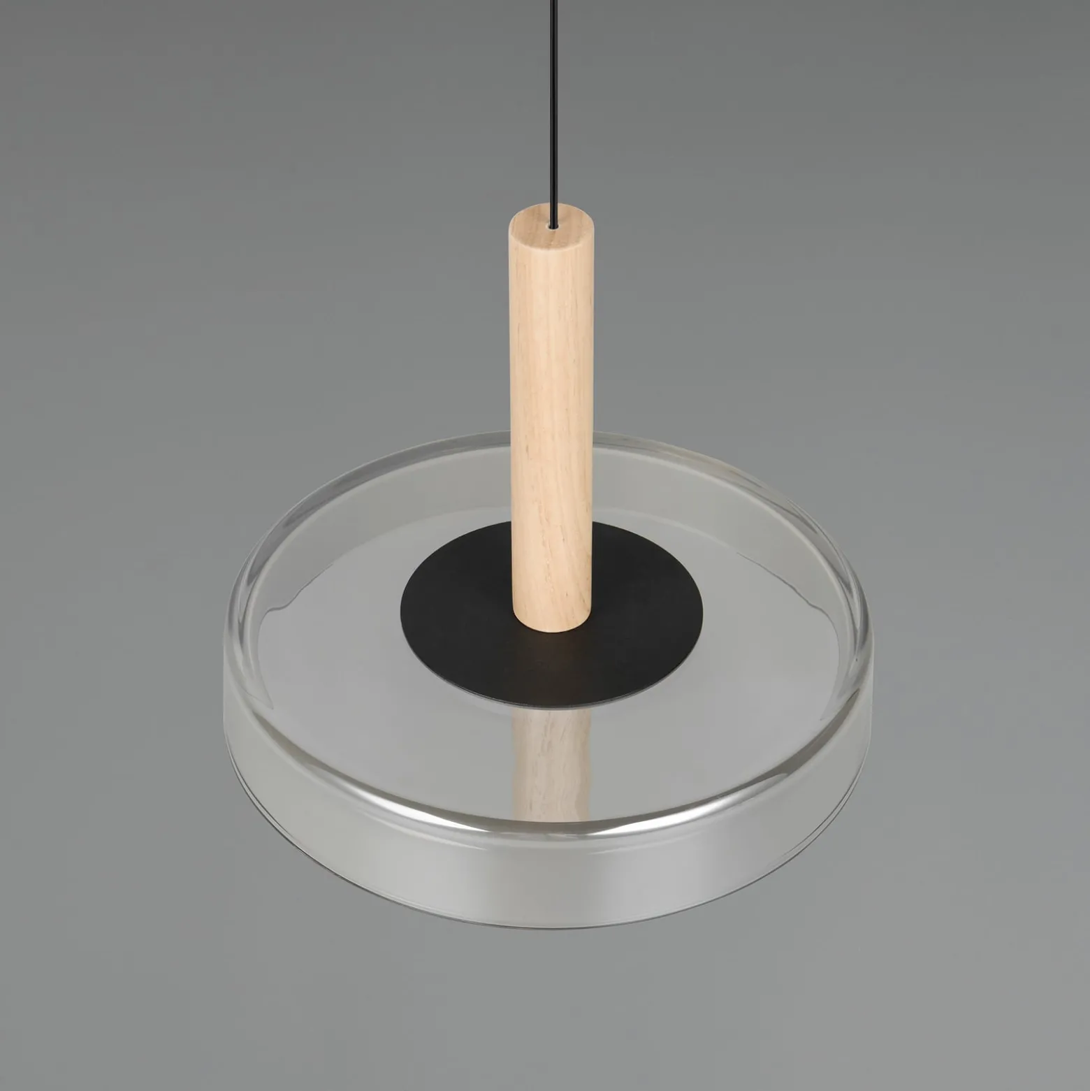 LED-Hängeleuchte Celeste, chrom/holz, Ø 22 cm, Glas, dimmbar