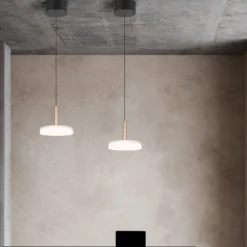 LED-Hängeleuchte Celeste, weiß/braun, Ø 22 cm, Glas, dimmbar