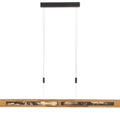 LED-Hängeleuchte Chile S, eiche/buntschiefer, Länge 114 cm