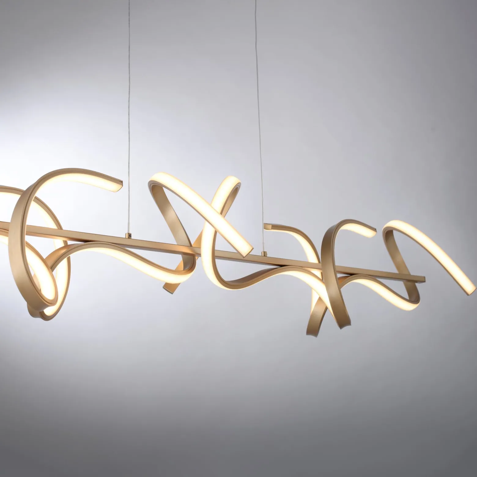 LED-Hängeleuchte Curls, messing, Metall, 99 cm lang, dimmbar