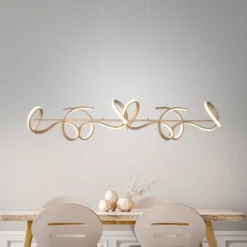 LED-Hängeleuchte Curls, messing, Metall, 99 cm lang, dimmbar