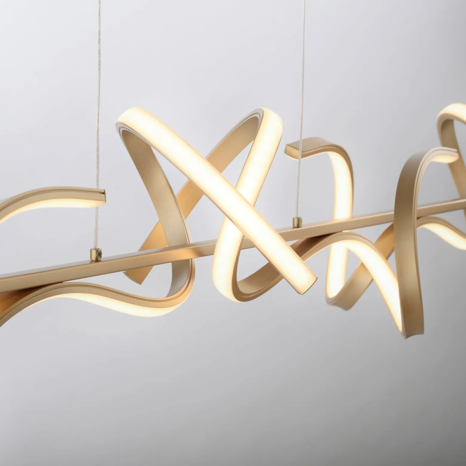 LED-Hängeleuchte Curls, messing, Metall, 99 cm lang, dimmbar