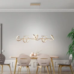 LED-Hängeleuchte Curls, messing, Metall, 99 cm lang, dimmbar