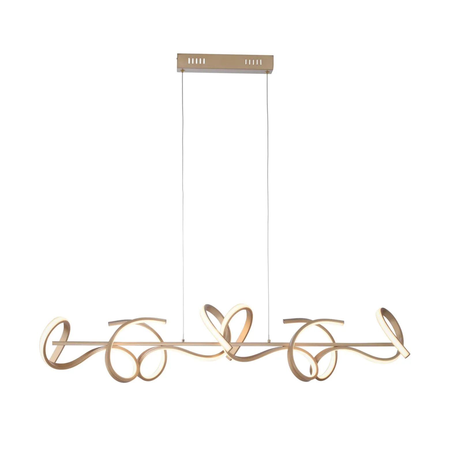 LED-Hängeleuchte Curls, messing, Metall, 99 cm lang, dimmbar