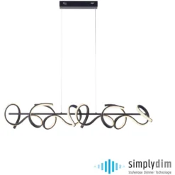 LED-Hängeleuchte Curls, schwarz, Metall, 99 cm lang, dimmbar