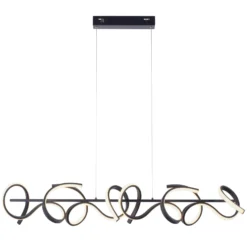 LED-Hängeleuchte Curls, schwarz, Metall, 99 cm lang, dimmbar