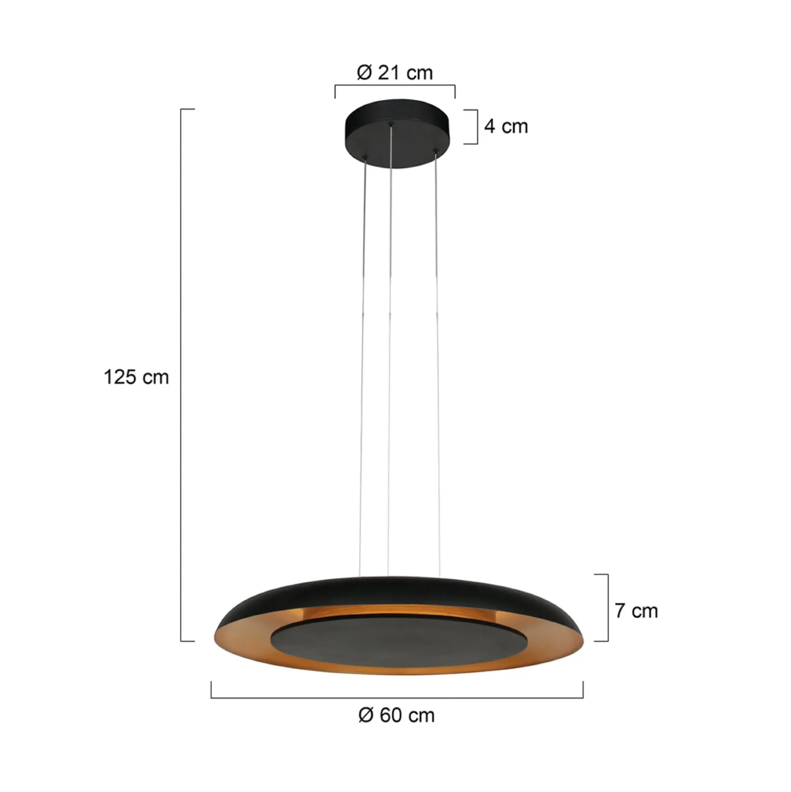 LED-Hängeleuchte Golden Veil, schwarz/gold, dimmbar, Metall
