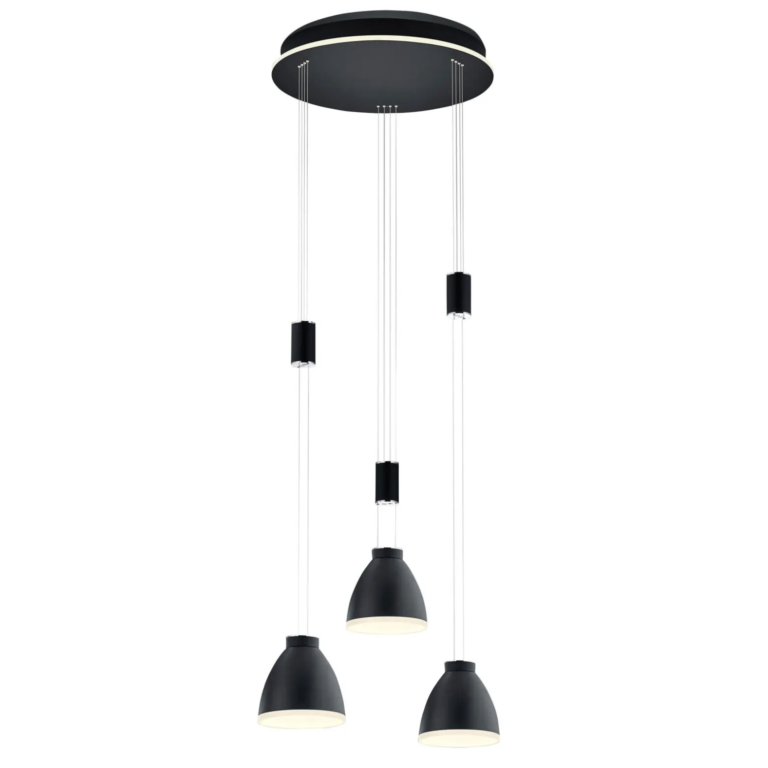 LED-Hängeleuchte Leni, 3-flg., rund, schwarz