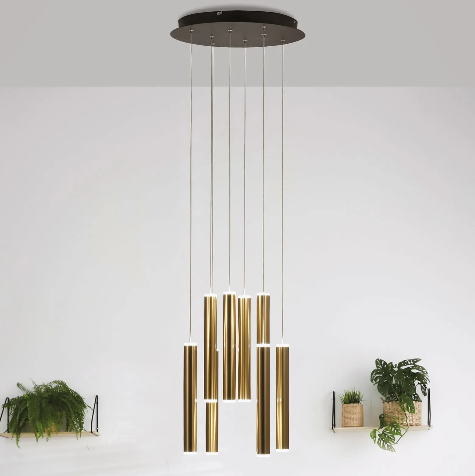 LED-Hängeleuchte Prado, gold, 8-flammig, Ø 40 cm, dimmbar