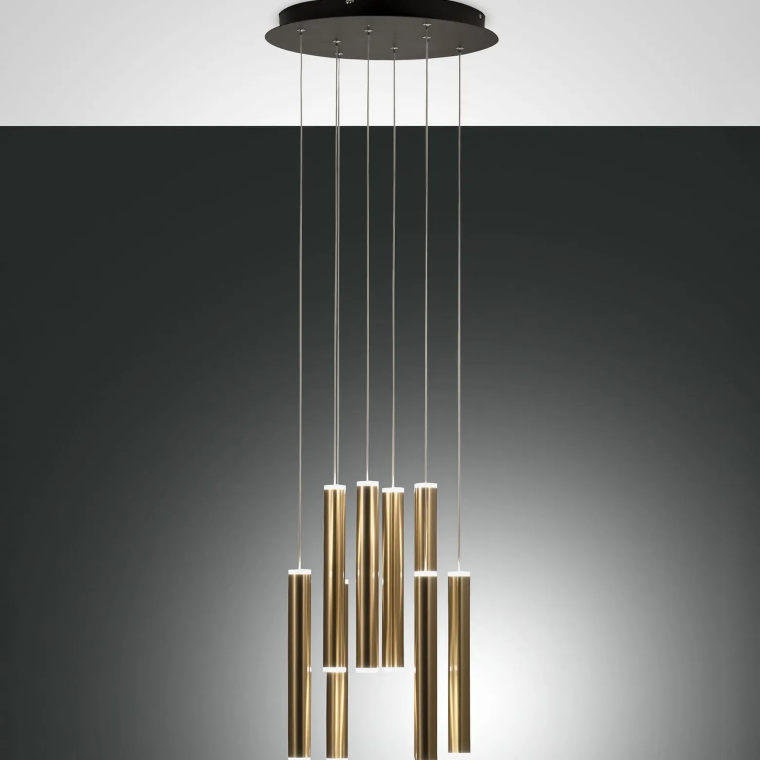 LED-Hängeleuchte Prado, gold, 8-flammig, Ø 40 cm, dimmbar